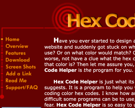 Screenshot of Hex Code Helper